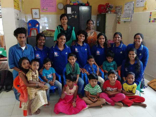 NSS volunteers of the College donate display charts to Anganvadi in Kattoor