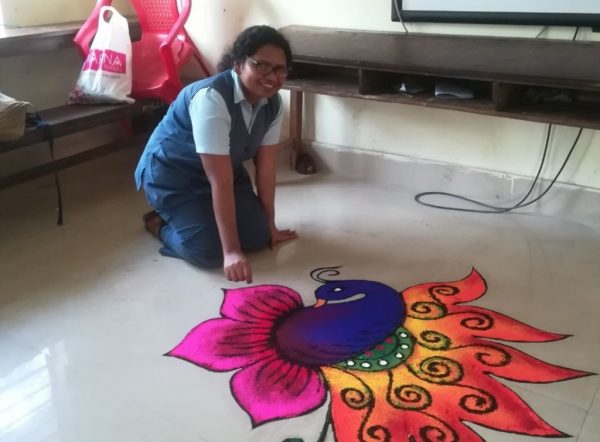 PE student secures first prize in Rangoli in D Zone competitions