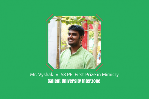 PE student gets first prize in Mimicry in Calicut University Inter-Zone Fest