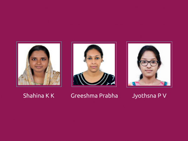 Three M Tech (CSE) students selected for internship at Amrita Viswa Vidya Peedam, Kochi