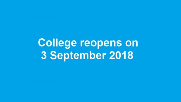 Regular classes to resume on Monday, 3rd September