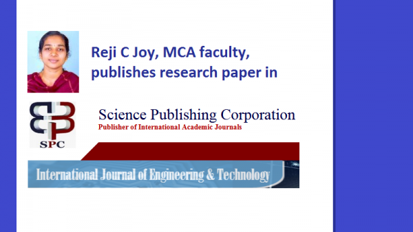 Research paper by MCA faculty in Scopus indexed journal