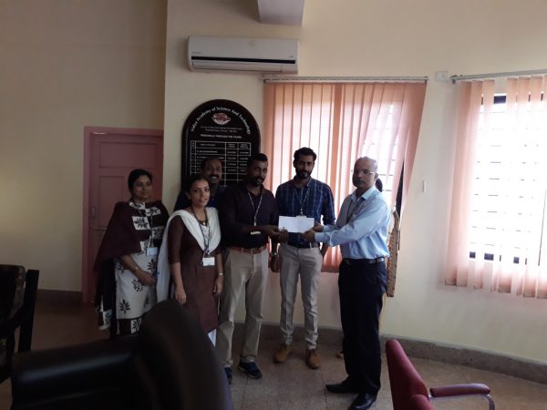 Vidya's Staff Club contributes Rs 60000 to flood relief activities