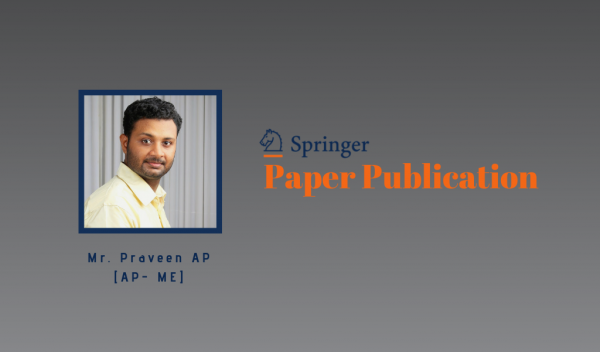 Research paper by ME faculty in Springer journal