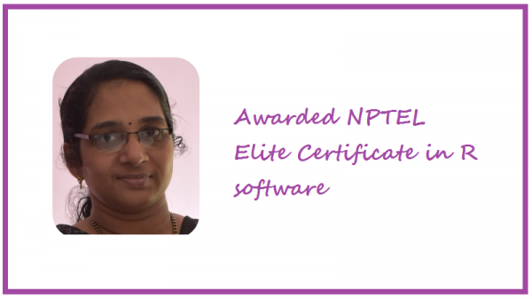 MCA faculty secures NPTEL Elite Certificate in R software