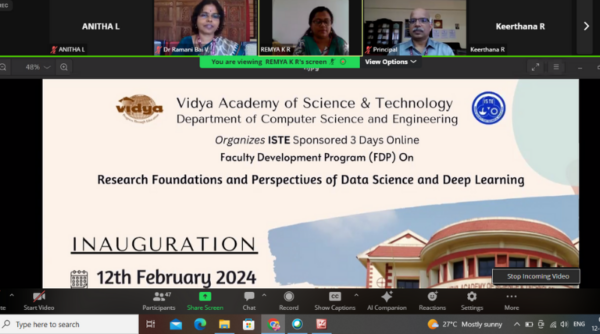 CSE Dept conducts three-day online Faculty Development Program (FDP) on “Research Foundations and Perspectives of Data Science and Deep Learning”