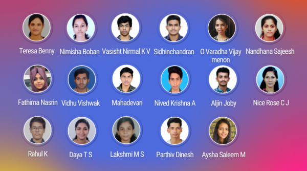Vidya Top perfomers in Third Semester B Tech Examinations