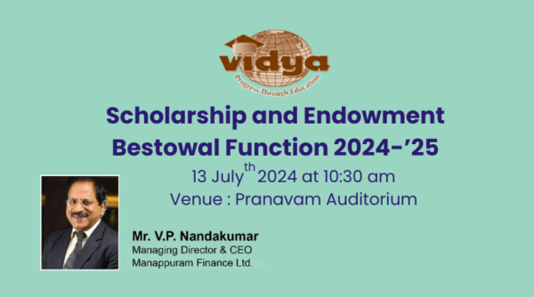 Vidya to host Scholarship and Endowment Bestowal Function 2024