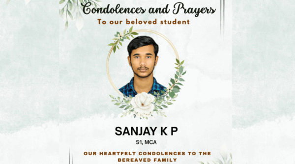 Vidya stands together in grief and prayer for a promising life - Late Sanjay K P (S1 MCA)
