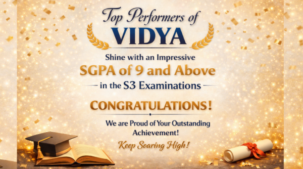 Top performers of Vidya shine with an impressive SGPA of 9 and above in the S3 examinations