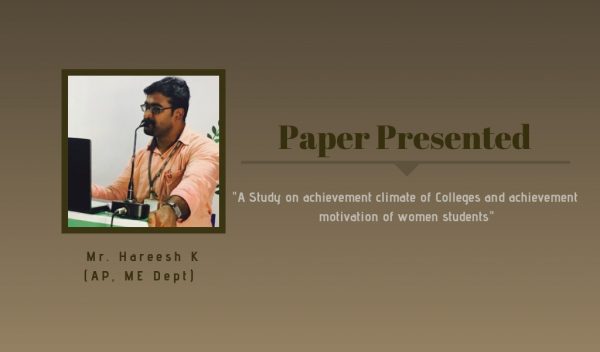 ME faculty presents research paper in International Conference