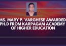 Ms Mary P Varghese of EEE Dept joins Vidya’s expanding pool of PhD holders Ms Mary P Varghese of EEE Dept joins Vidya’s expanding pool of PhD holders