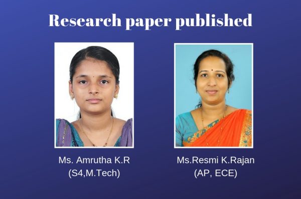 Research paper from ECE Dept in an international journal