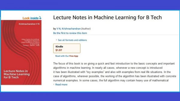 MCA HoD's book on machine learning now available in Kindle