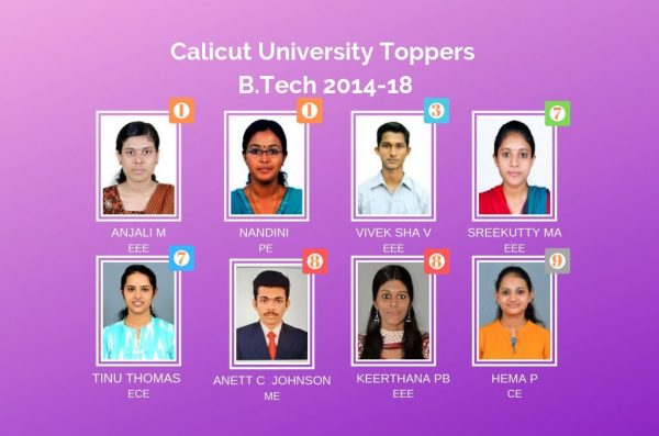 Vidya leaves Calicut University with a bang! 35 of Vidya's students in B Tech rank list of 2018!! Wow!!!