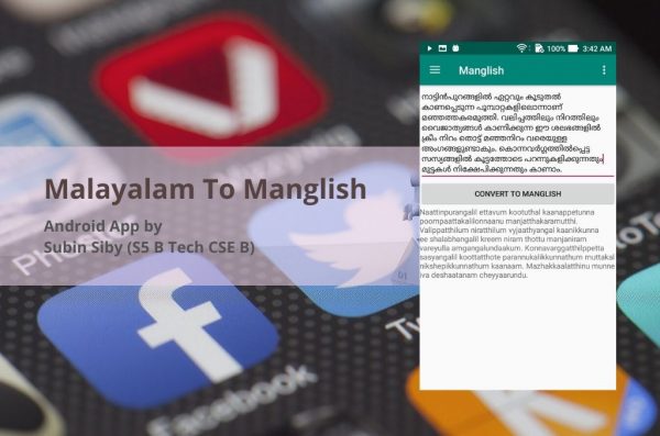CSE student develops Android app to translate Malayalam to Manglish