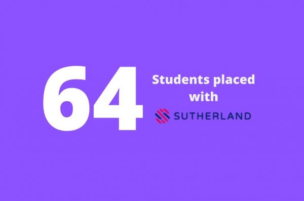 Wow! 64 students placed with Sutherland, a company with presence in 16 countries