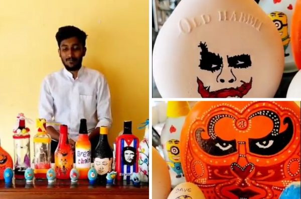 COVID 19 lockdown: Vidya student proves his talent in bottle art work
