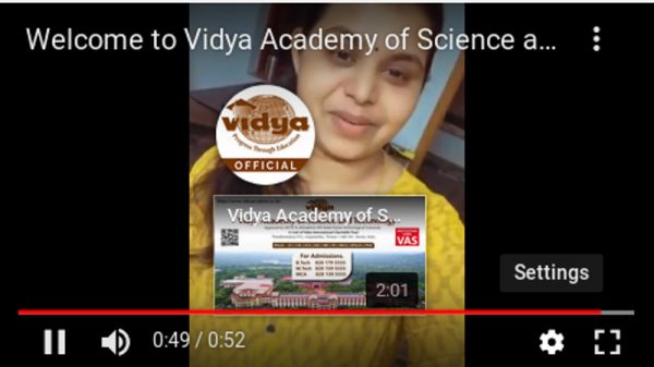 An official YouTube channel for Vidya launched