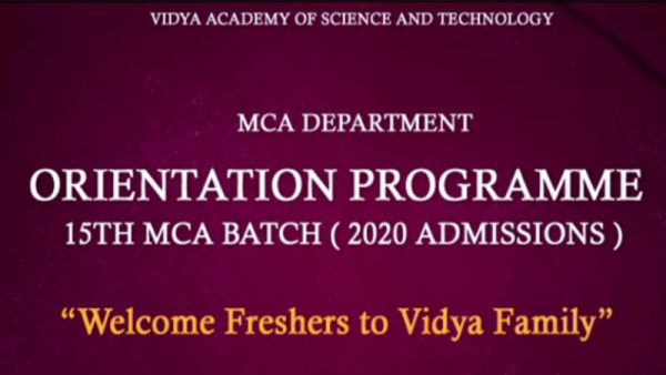 Online Orientation Programme for MCA freshers 2020