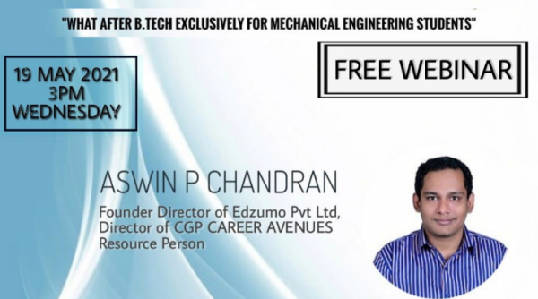 Mechanical Engineering Association conducts webinar on “What after B Tech"