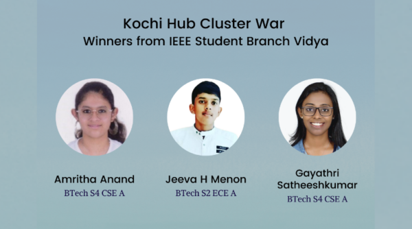 Vidya's IEEE Student Branch in the third runner up cluster in IEEE Kochi Hub War