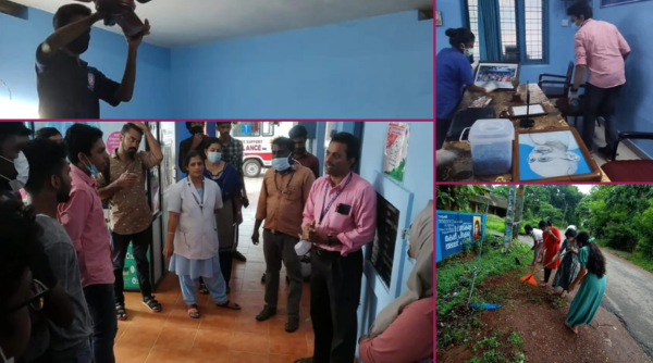 NSS volunteers help Velur Primary Health Centre keep clean