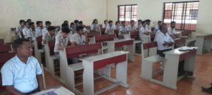 A cross section of the students attending the pre-placement talk by officials from Ponnore Enterprises.