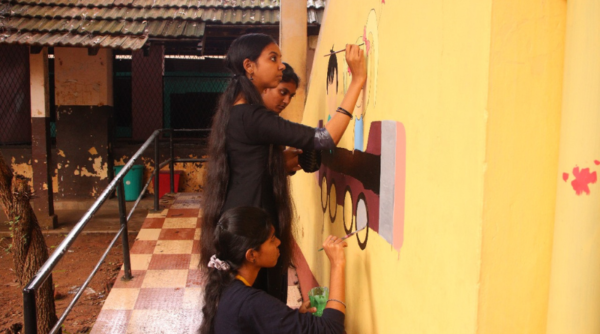 NSS volunteers perform beautification work of Punkunnam GHS School