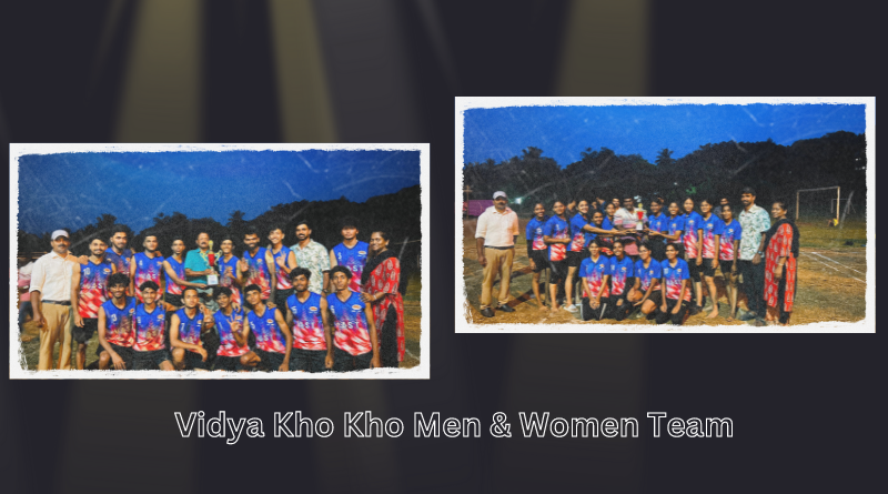 Vidya Kho Kho team Men Team wins trophy for Champion and women team wins second runner up in E Zone Inter Collegiate Championship