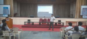 Mr. Diju Jose, Centre Head, TIME, addressing the 2023-27 batch B. Tech students.