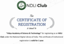 Vidya Central Library receives extended NDLI Club Registration Certificate