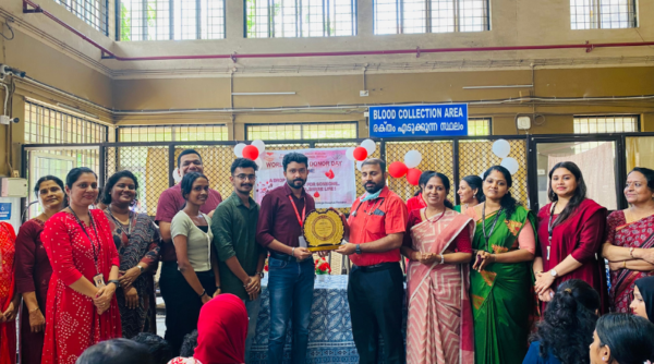 Vidya NSS Units honored by Govt. Medical College, Thrissur on World Blood Donor Day 2026