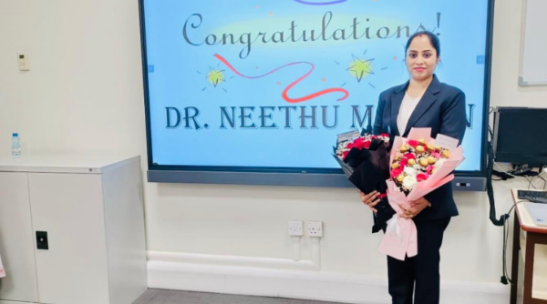 Heartiest Congratulations to distinguished alumna Dr. Neethu Mohan on her Ph.D. achievement
