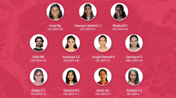 Vidya top performers secure 9+ SGPA in S6 University Examinations