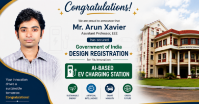 EEE Faculty member secures Government of India Design Registration for AI-Based EV Charging Station