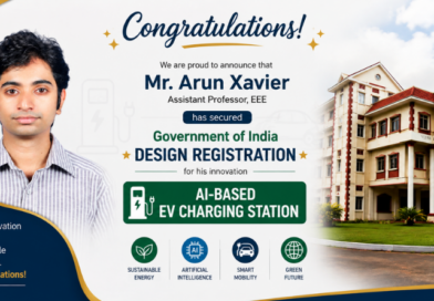 EEE Faculty member secures Government of India Design Registration for AI-Based EV Charging Station