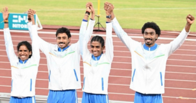 Vidya raptures in pride with a standing ovation for Mr. Manu T.S. on his silver glory at the Asian Games in in Nagoya, Japan