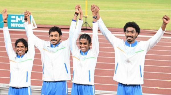 Vidya raptures in pride with a standing ovation for Mr. Manu T.S. on his silver glory at the Asian Games in in Nagoya, Japan
