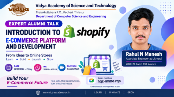 CSE dept organizes Alumni Talk on 'Introduction to Shopify - E-Commerce Platform and Development'